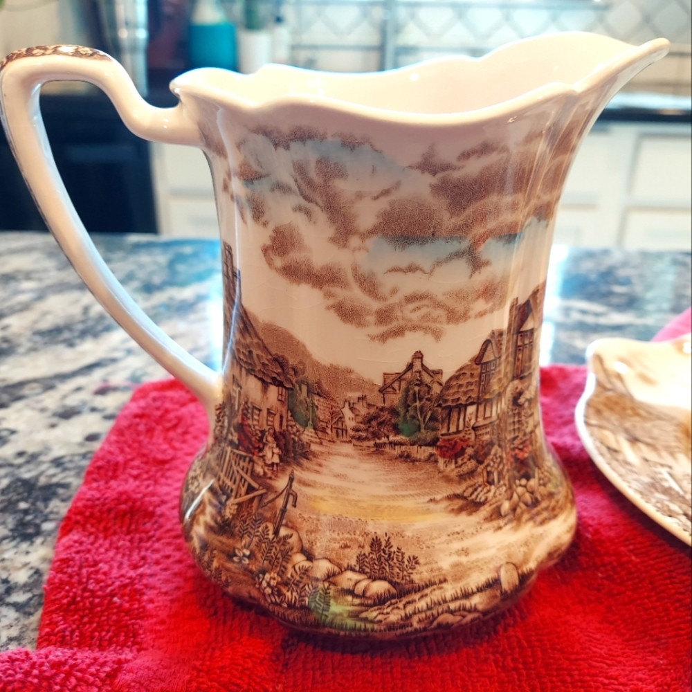 Olde English Countryside by JOHNSON BROTHERS, 32 oz pitcher & 12" platter